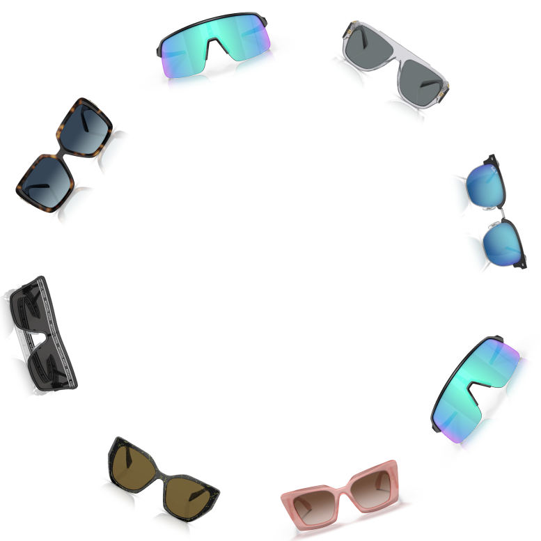 eyeglasses and sunglasses in circle 1