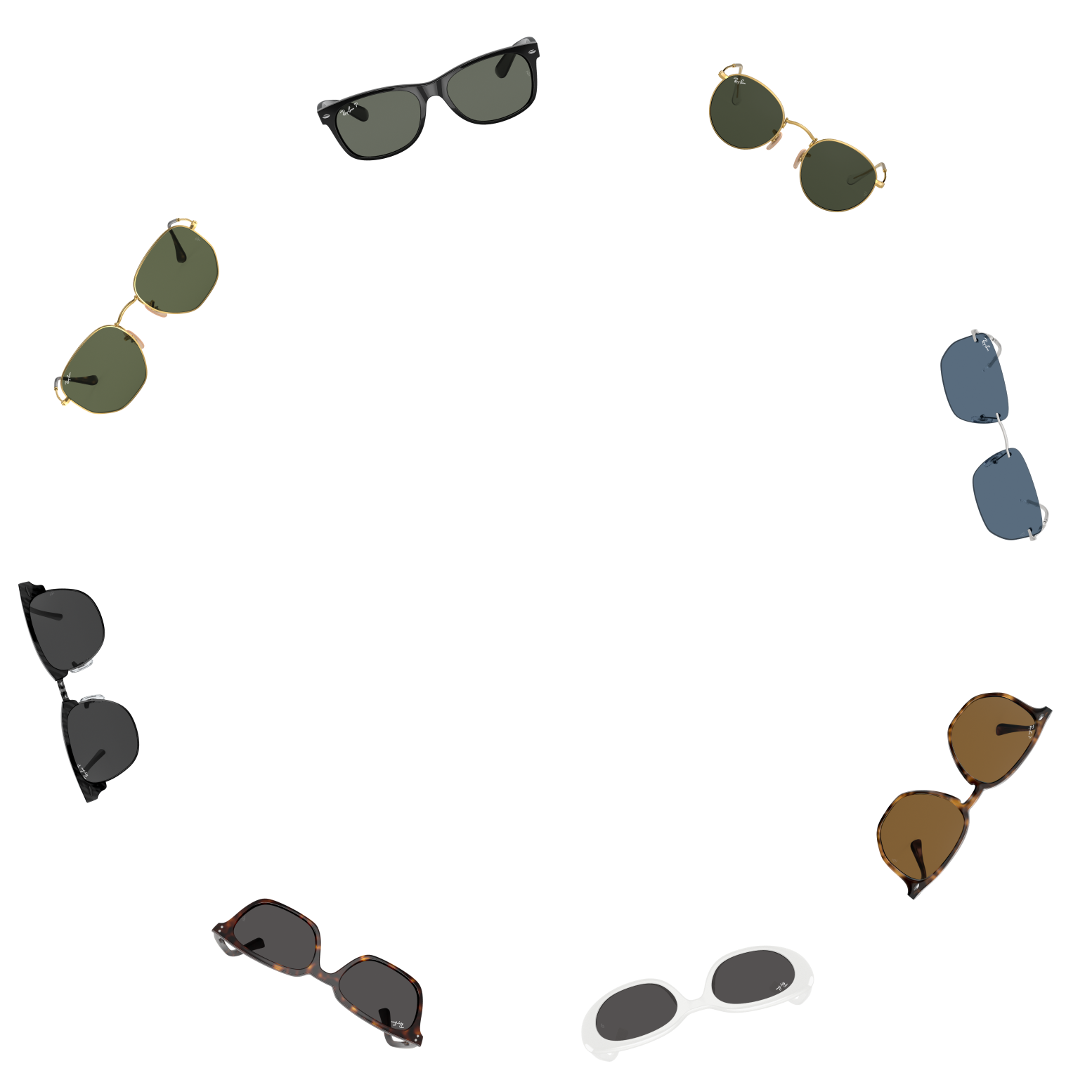 eyeglasses and sunglasses in circle 1