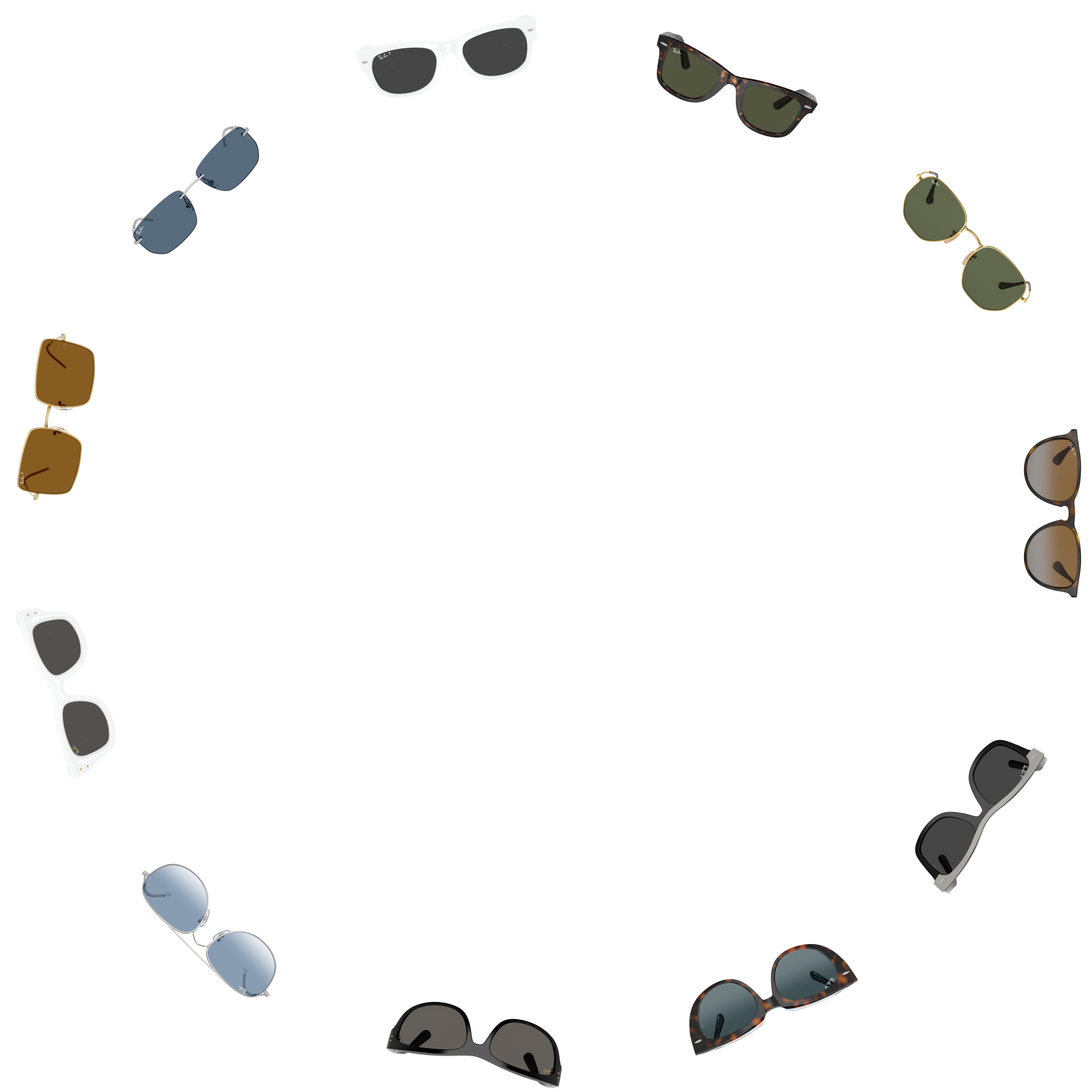 eyeglasses and sunglasses in circle 2