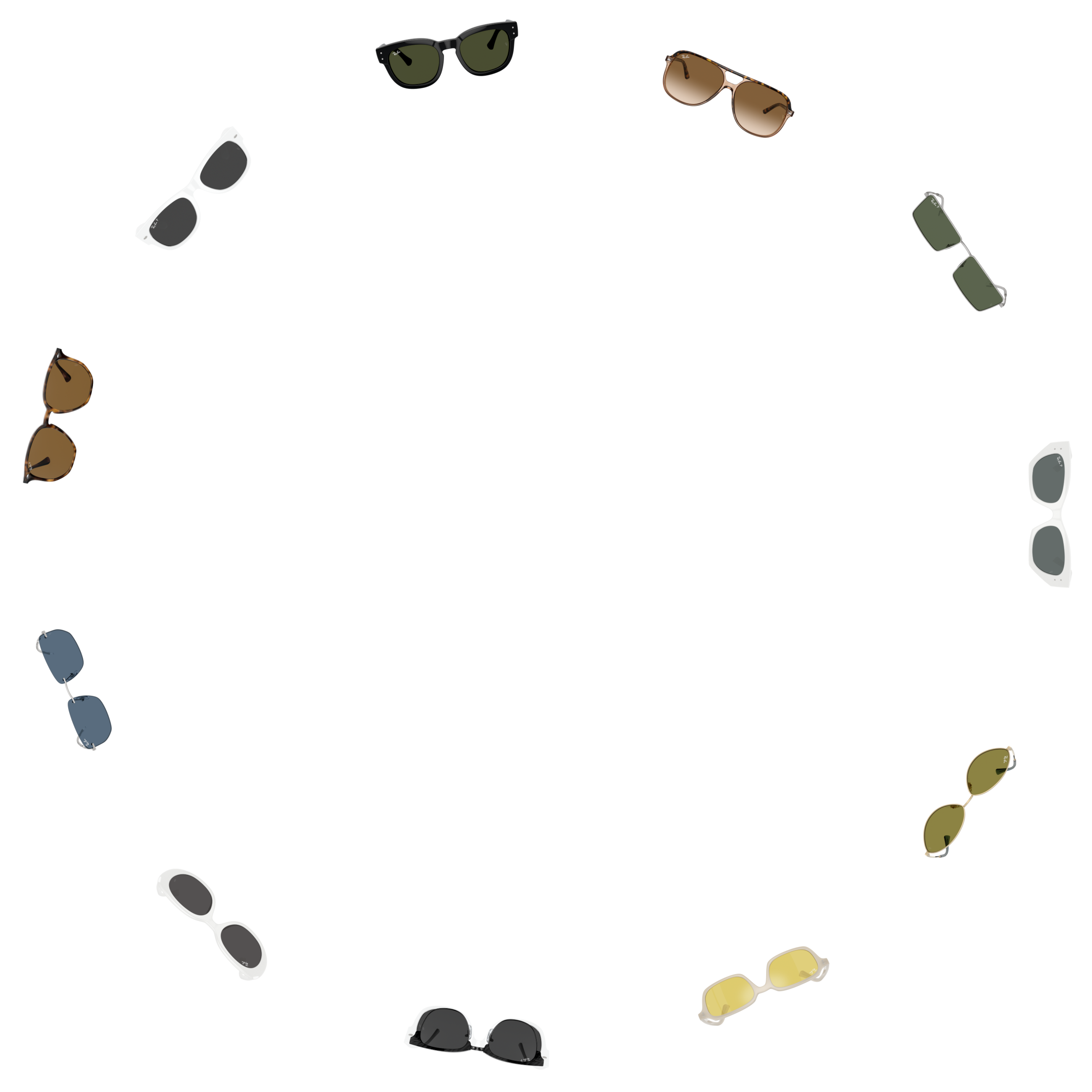 eyeglasses and sunglasses in circle 3