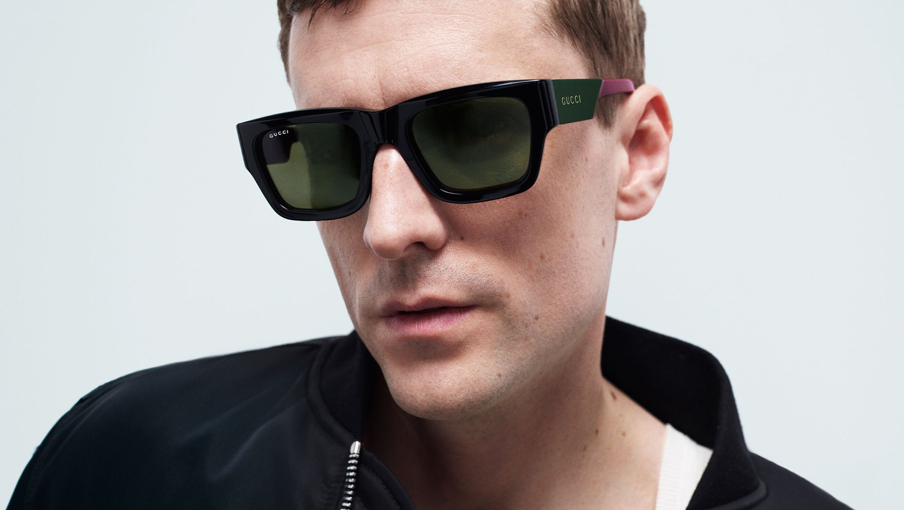 GUCCI GG1668S Black - Men Luxury Sunglasses, Green Lens
