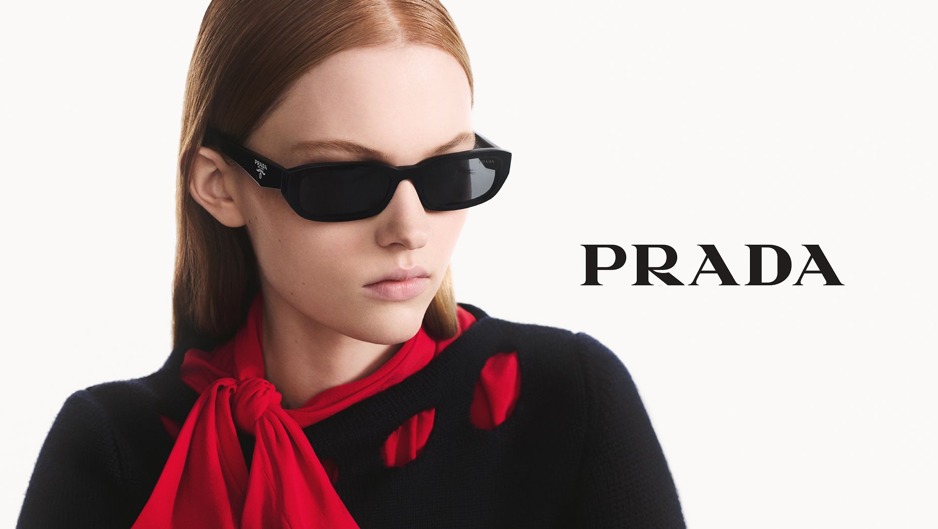 PRADA PR B06S Black - Women Luxury Sunglasses, Dark Grey Lens