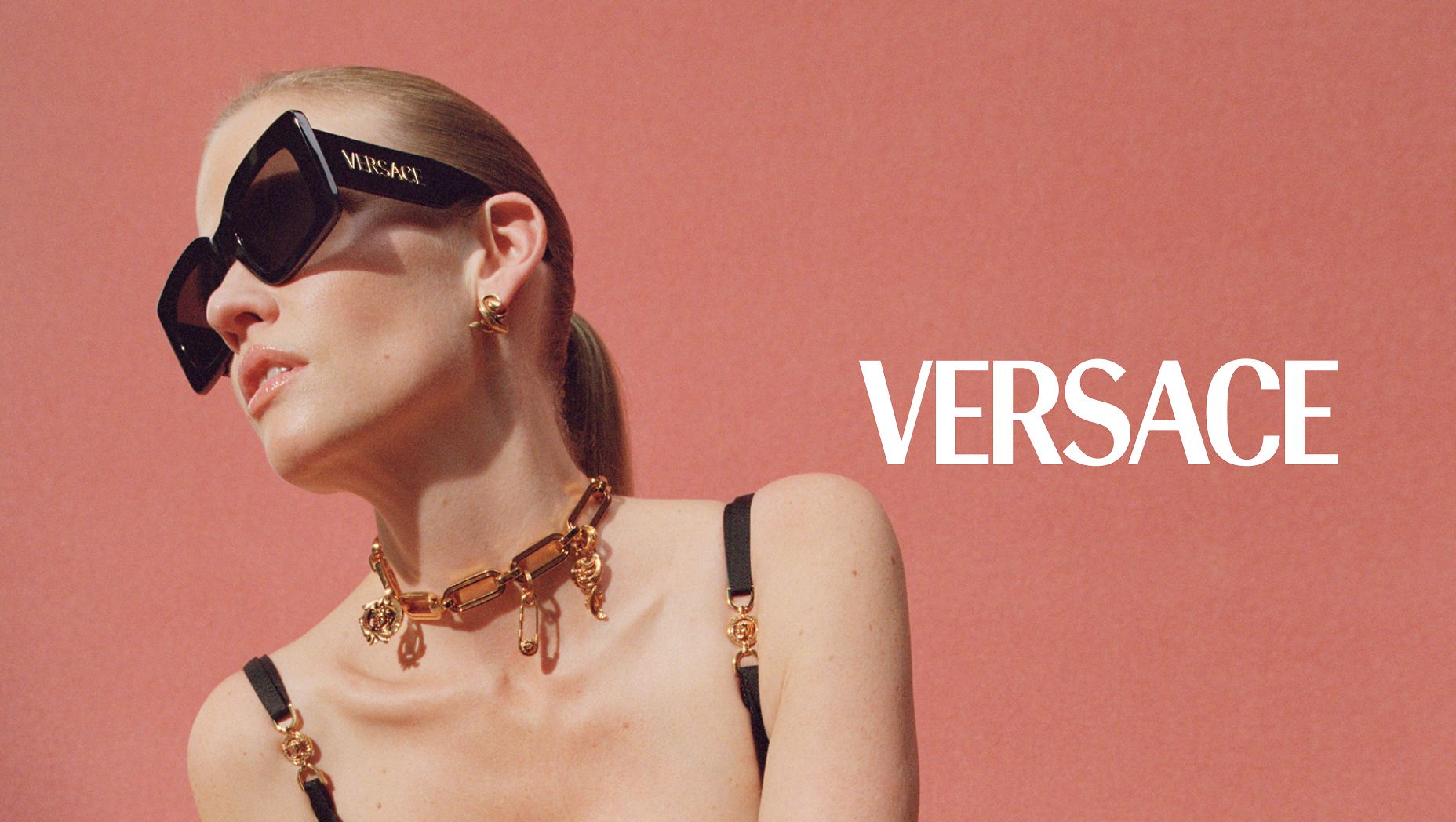 Versace VE4496U L (54 - 21) com Lentes Cinza e Armação Preto