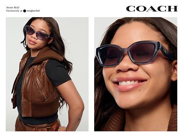 Coach-Exclusively at Sunglass Hut: new sunglasses finished with iconic Coach details.
