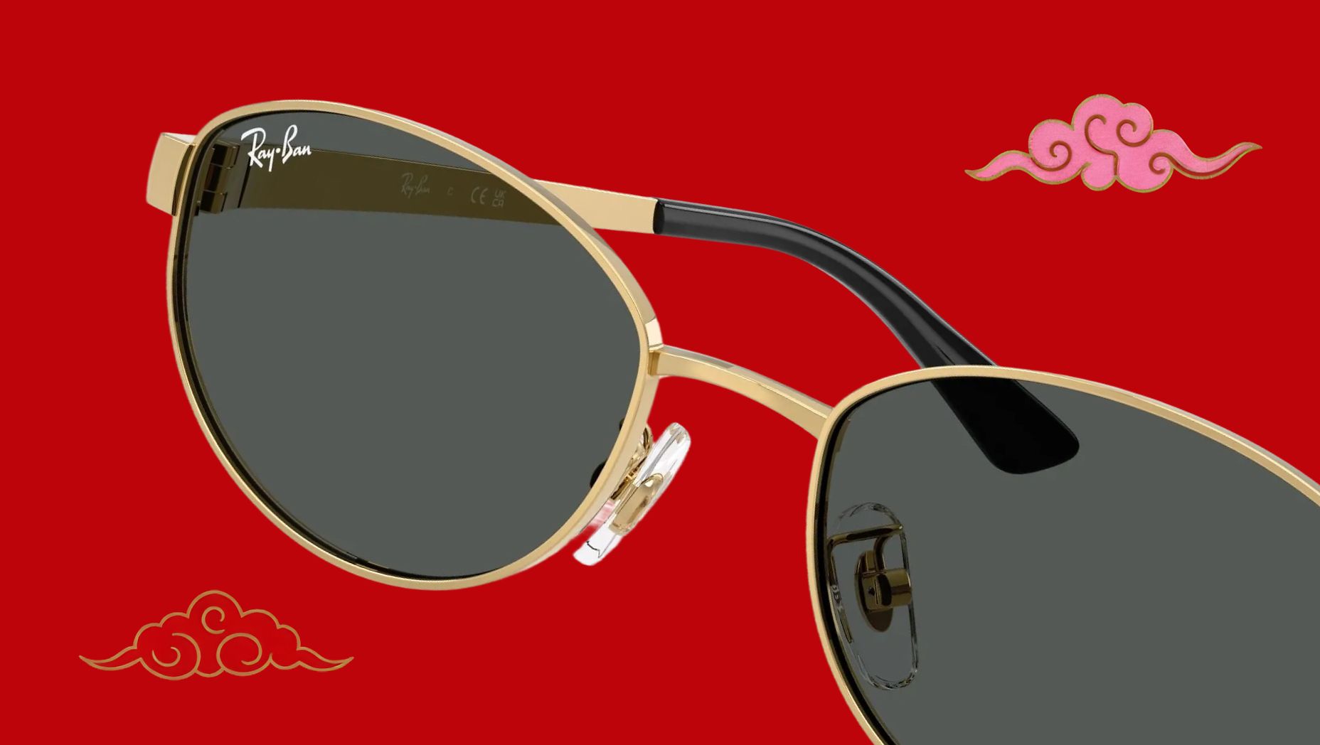 Ray-Ban RB3774D in Polished Arista Gold Frame with Dark Gray Lenses Ray-Ban RB3774D - Oval Arista Frame Prescription Sunglasses  main image 2
