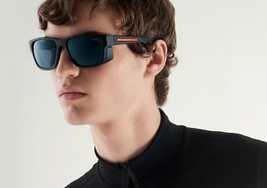 Meter strottenhoofd kralen Prada Linea Rossa PS 07WS 59 Blue & Black Rubber Sunglasses | Sunglass Hut  USA